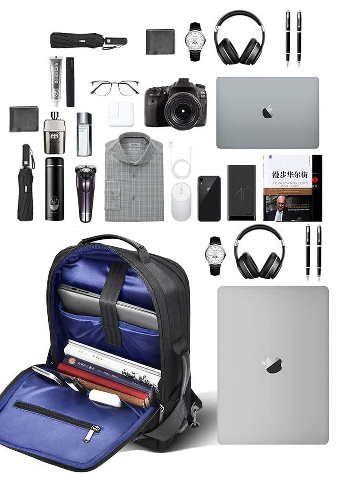 TELOSPORTS 15.6 inch Laptop Business Black Backpack - Convertible and Spaciou...