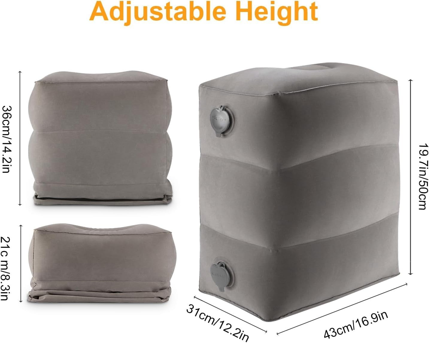 Inflatable Travel Foot Rest Pillow, Kids Airplane Bed, Adjustable Height Leg ...