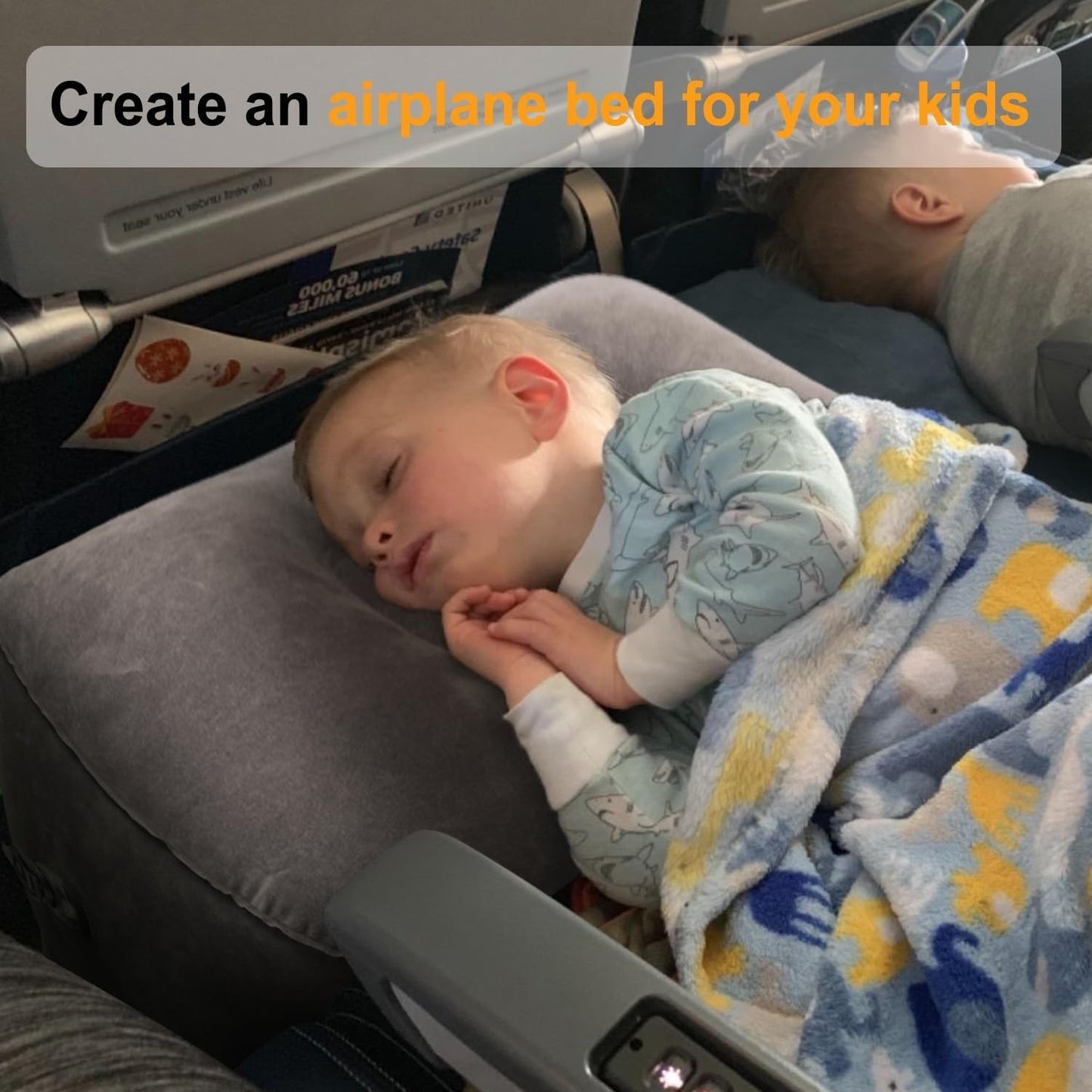 Inflatable Travel Foot Rest Pillow, Kids Airplane Bed, Adjustable Height Leg ...