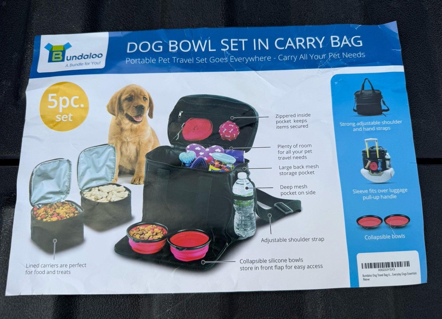 Dog Travel Bag Pet Supplies Accessories Organizer for Traveling, Camping