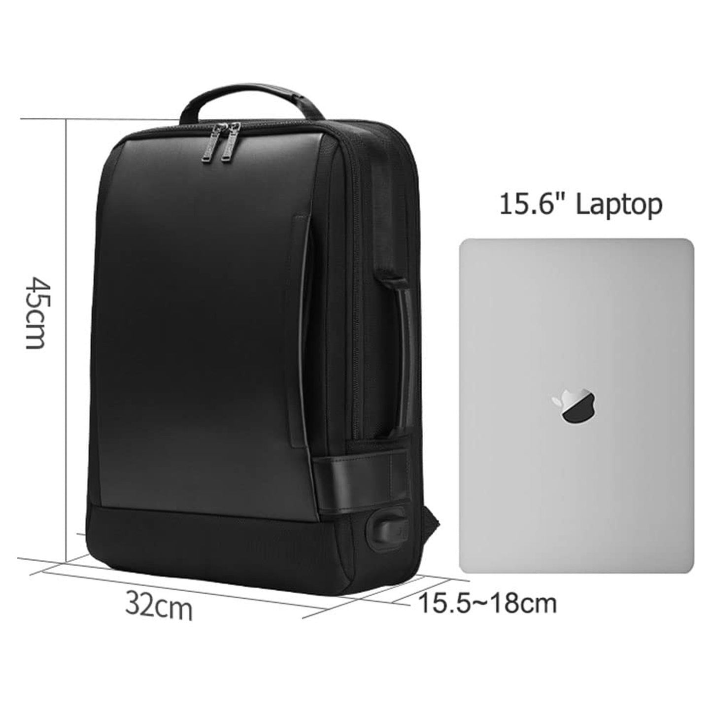 TELOSPORTS 15.6 inch Laptop Business Black Backpack - Convertible and Spaciou...