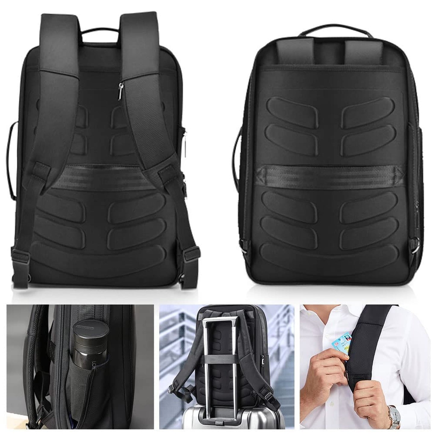 TELOSPORTS 15.6 inch Laptop Business Black Backpack - Convertible and Spaciou...