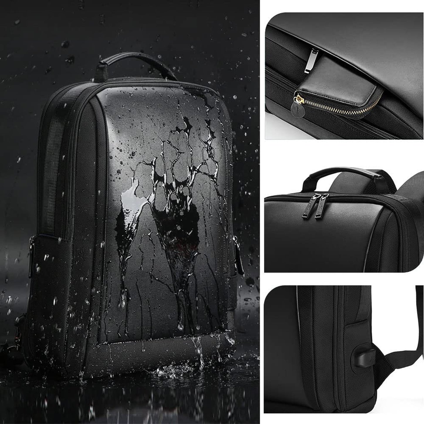 TELOSPORTS 15.6 inch Laptop Business Black Backpack - Convertible and Spaciou...