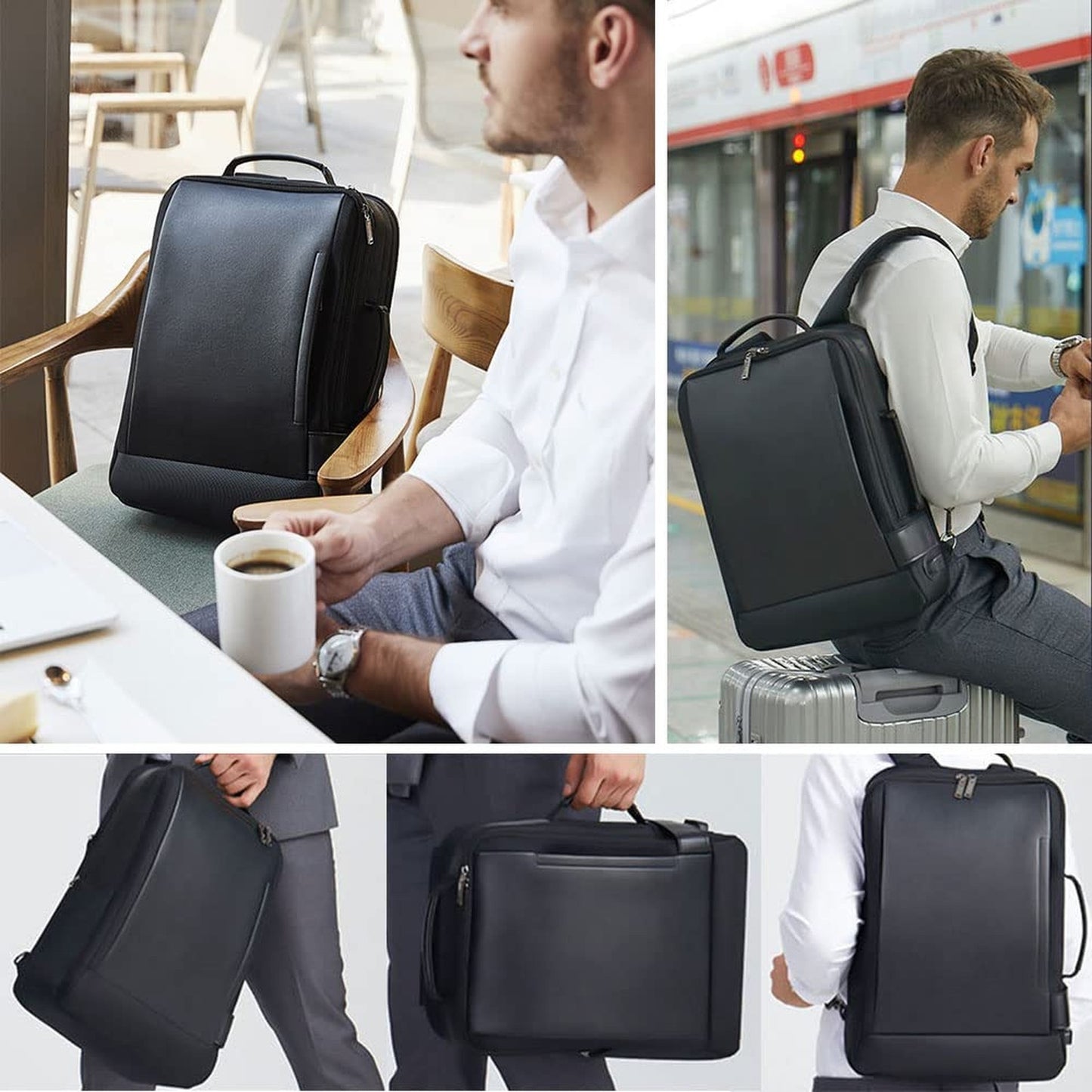 TELOSPORTS 15.6 inch Laptop Business Black Backpack - Convertible and Spaciou...